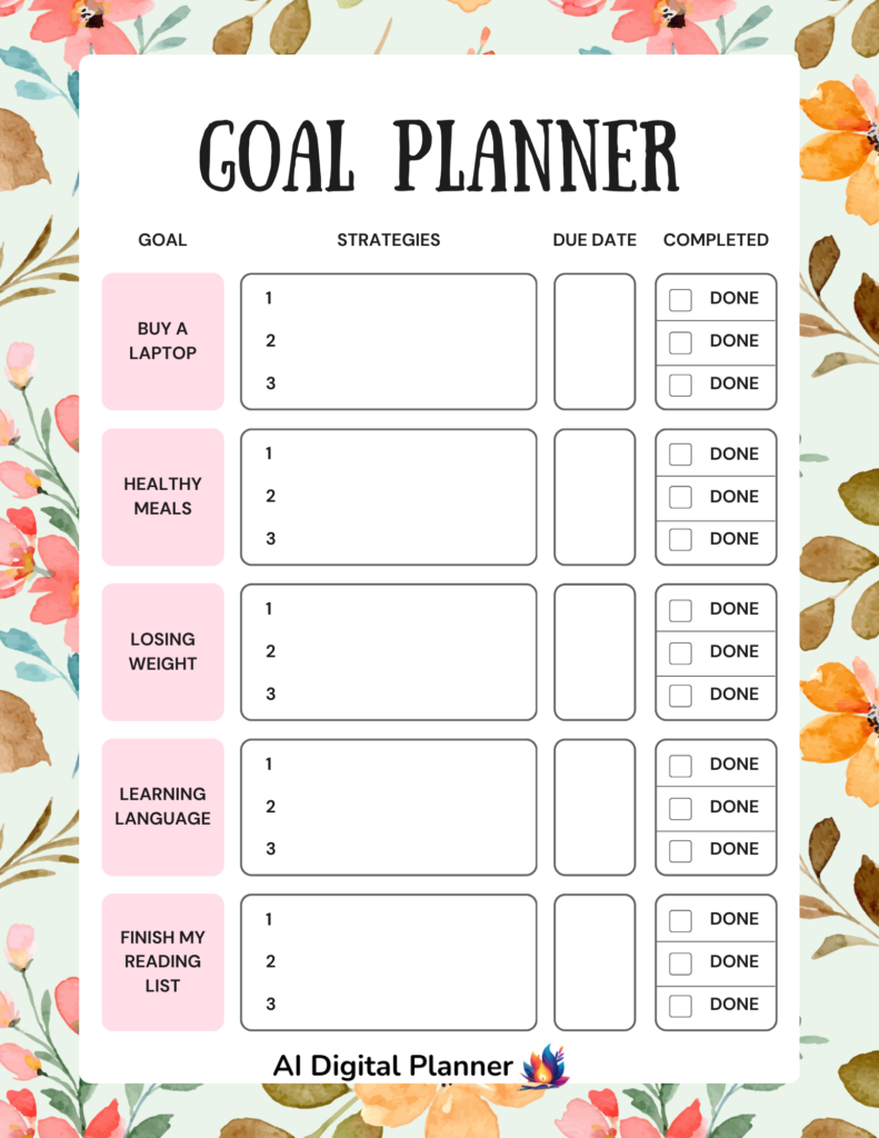 Goal-Oriented Daily Planner Template